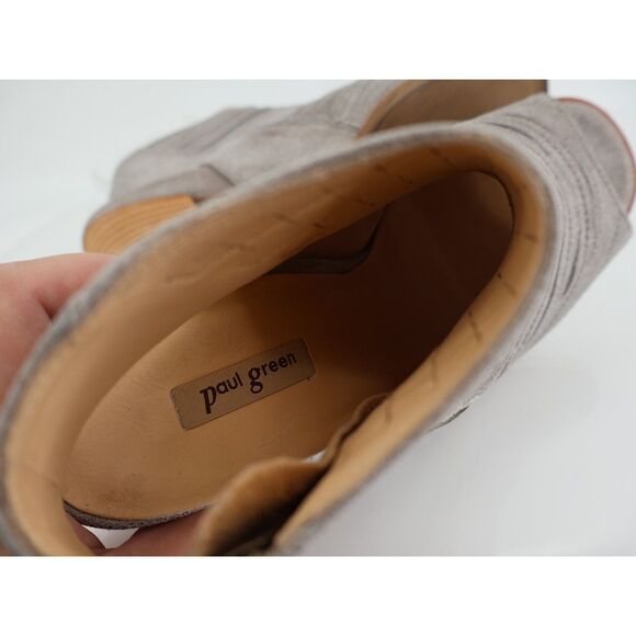 Paul Green Cayanne Gray Shimmer Peep Open Toe Sandal Heel Bootie Sz 4.5 UK 7 US - Picture 11 of 13